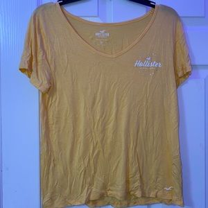 Yellow Hollister logo scoop/V neck